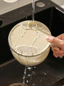 1pc Vegetable Washing Basket With Handle, Household Drain Basket, Rice Washing Bowl - Multicolor - View 8