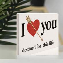 Decorative White Rectangular Box With  Face, Bold Black 'I You' Text, Red Heart With Golden Arrow, Small Black 'destined For This Life' - Romantic Affectionate Keepsake For Fated Love Gift - White - View 3