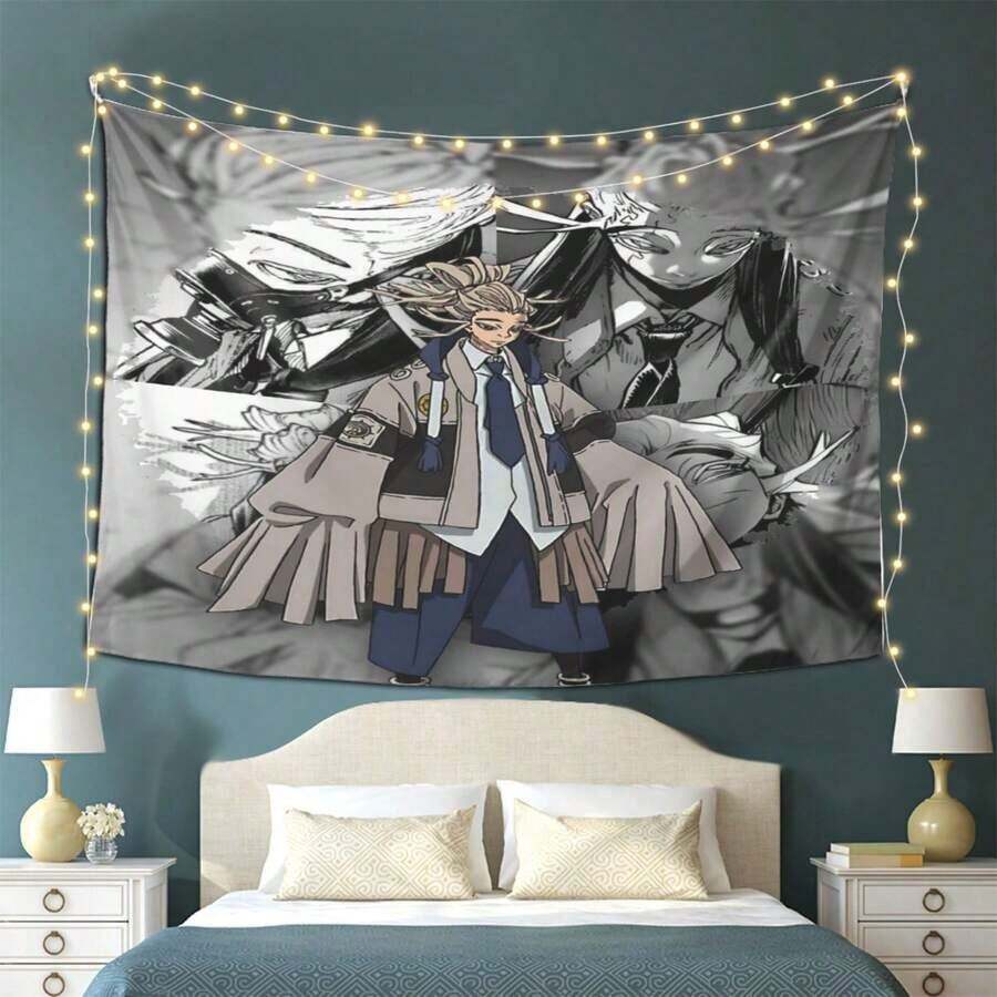 Tamsy Gachiakuta Tapestry, Black Outdoor Party And Travel Decor | Music Theme Decor | Durable Outdoor Fabric, Music Room Decor - 1PC - 查看 1