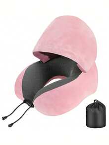 Adjustable Neck Pillow, Outdoor Travel Car Pillow, Detachable Hood U-Shaped Pillow, Adjustable Hooded U-Shaped Neck Pillow | Made Of Polyester Fiber, Handwashable, Multiple Colors Available, Suitable For Car Travel And Outdoor Use, Comfortable And Supportive For Neck - Multicolor - View 8