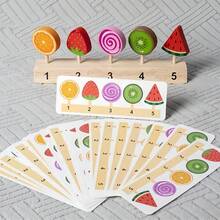 蒙特梭利木制冰淇淋过家家厨房玩具，学前儿童木制益智玩具，男孩认知玩具 - 彩色 - 查看 4