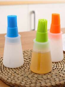 1个随机颜色硅胶油刷瓶，烘焙工具，适用于空气炸锅、煎饼、牛排、烧烤，耐热硅胶刷