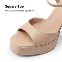 Women Chunky High Heeled Sandals 2026 New Spring Summer Sexy Open Toe Ankle Strap Super High Heel Sandals Suitable For Party Runway - 裸色 - 查看 4