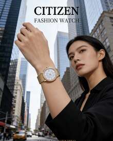 CITIZEN 女士经典石英表，玫瑰金不锈钢表壳，珍珠母贝表盘 - 金色 - 查看 4