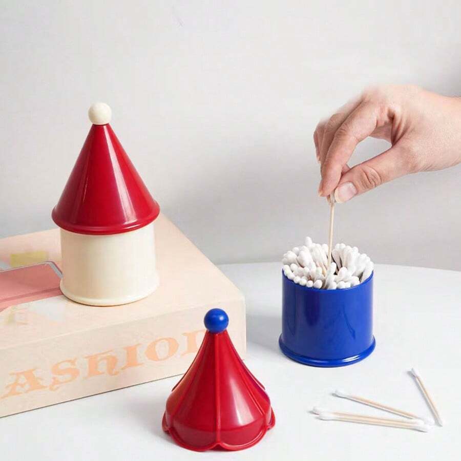 1个北欧风多巴胺灵感创意可爱家用牙线架、牙签盒、棉签收纳盒 - 彩色 - 查看 1