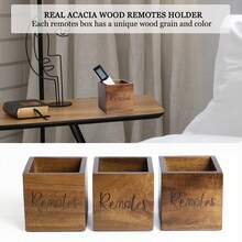 صندوق تخزين خشبي لجهاز التحكم عن بعد، منظم ريموت التلفزيون، صندوق تخزين ريموت على المكتب، صندوق تخزين ريموت بجانب السرير، صندوق تخزين خشبي للريموت في غرفة المعيشة وغرفة النوم - بني - مشاهدة 8