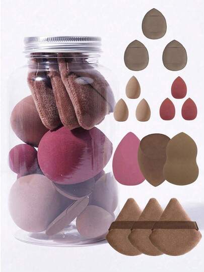 15/1pc Makeup Set Includes: 7 Makeup Eggs +4 Triangle Puff +3 Finger Puff Makeup Sponge Dry And Wet Makeup Egg Makeup Tools Makeup Products Makeup Puff Air Cushion Multi-Purpose Makeup Tools For Liquid Foundation Foundation And Concealer For All Skin Types Beauty Products Halloween Makeup Essential