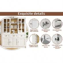 Tall Living Room Cabinet (140*38.5*175cm), Display Cabinet, Kitchen Cabinet, Dining Room Cabinet With Drawers, Modern And Minimalist Tall Cabinet, Vertical Kitchen Display Cabinet, Living Room/Dining Room, White - White - View 8