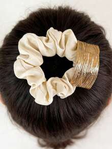 1pc Minimalist Metal Arch Hair Scrunchie, Elegant Hair Tie For Ponytail ,Hair Elastics ,Hair Rubber Bands ,Hair Rope - Multicolor - View 4