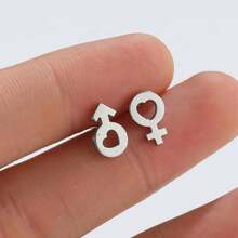 1 paire de boucles d'oreilles unisexes en acier inoxydable, design minimaliste, polyvalentes pour un port quotidien ou pour les sorties - GED519 - Voir 7