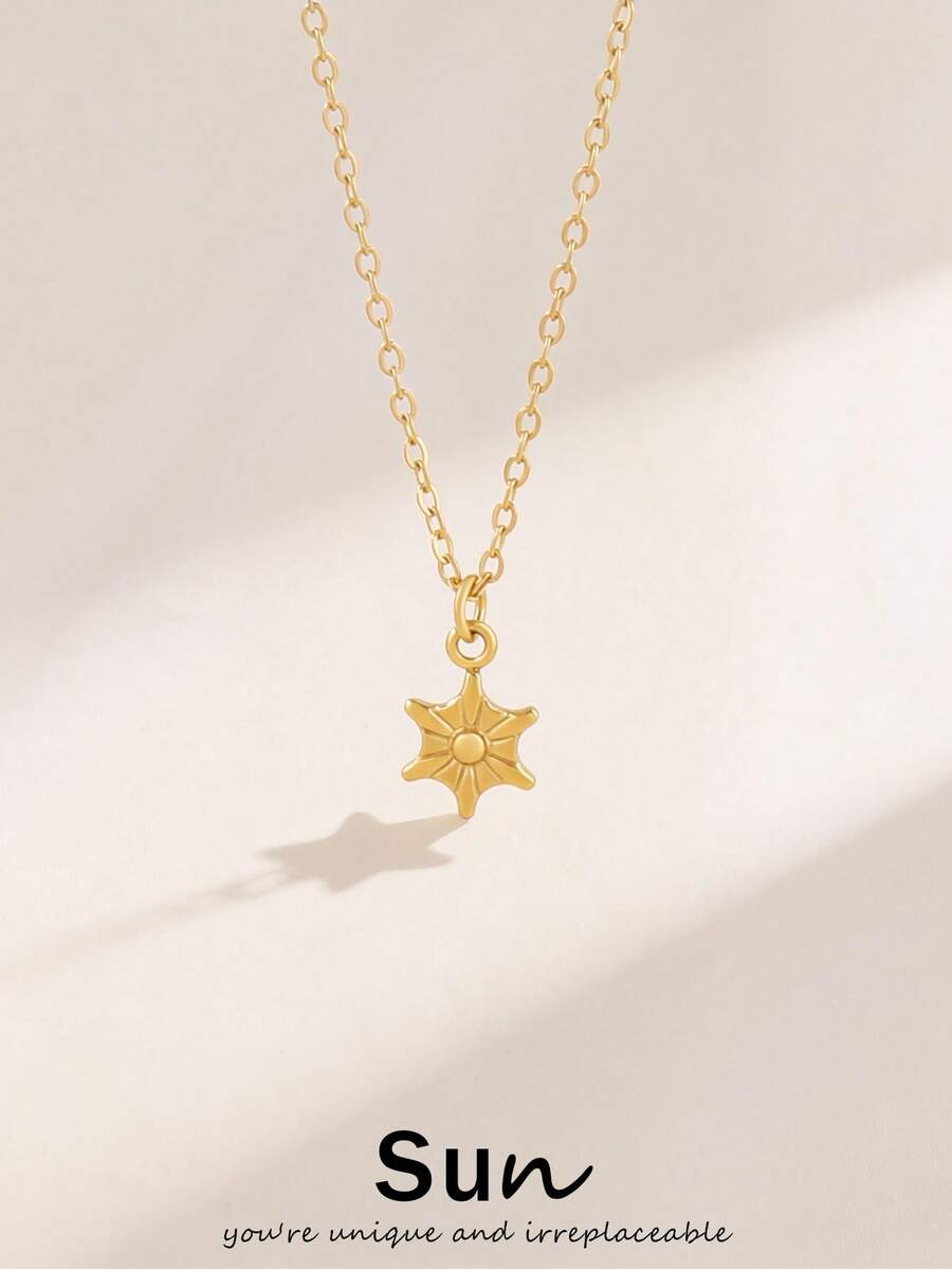 1pc Stainless Steel Tiny Star Pendant Necklace For Women Fashion Simple 18K Gold Plated Charms Chain Necklaces Jewelry - Necklace - View 1