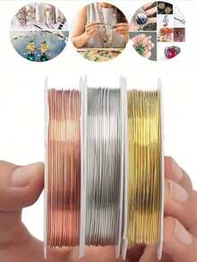 1卷金银金属线，高品质不锈钢首饰线，不褪色、不生锈、不易变色，适用于手链、项链DIY，不褪色串珠线、首饰绳、手工编织线 - 彩色 - 查看 9