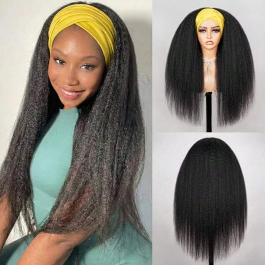 DHeadband Wig Human Hair Yaki Straight Wigs Human Hair Hine Made Headband Gluel Wigs Drawstring Ponytail For 18 Inch - Headbandyakistraightwig - View 1