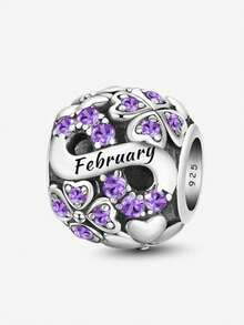 1颗925纯银四叶草诞生石珠，适合DIY手链和女士首饰 - 銀色 - 查看 20