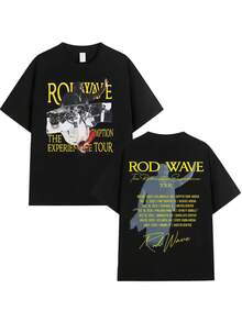 Rapper Rod Waves The Redemption Experience Tour T-Shirt Men's Clothing Hip Hop Casual Cotton Short Sleeves Oversized T Shirts - Black - View 1