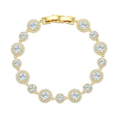 MDFUN Tennis Bracelet For Women 18K Gold Plated Cubic Zirconia Bracelet,Classic Crystal Tennis Bracelet, Rhinestone Delicate Bracelet Gift For Her