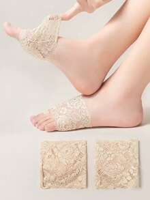 1 Pair Women's Lace Half Palm Invisible Soft Insoles, Suitable For High Heels, Anti-Friction, Comfortable And Non-Slip - Apricot - View 2