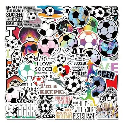 50pcs Football Sports Decorative Stickers, Waterproof For Notebook, Laptop, IPad, Creative & Personalized Graffiti Decals