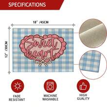 1件/4件装情人节涤纶装饰餐垫，心形气球汽车图案，防污，适合家居、餐厅、餐桌装饰、乔迁、生日礼物 - 彩色 - 查看 3