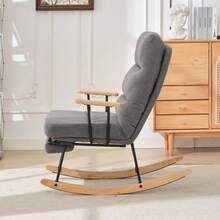 Comfortable Rocking Chair, 100 Cm High, 58 Cm Seat Width, With Gravity Height Adjustment, Manual Footrest, Stable And Non-Slip Tilt Function, Rocking Chair, Chaise Longue