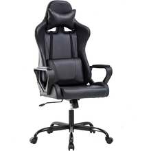 High-Back Gaming Chair PC Office Chair Computer Racing Chair PU Desk Task Chair Ergonomic Executive Swivel Rolling Chair With Lumbar Support For Back Pain Women, Men - màu đen - Xem 9