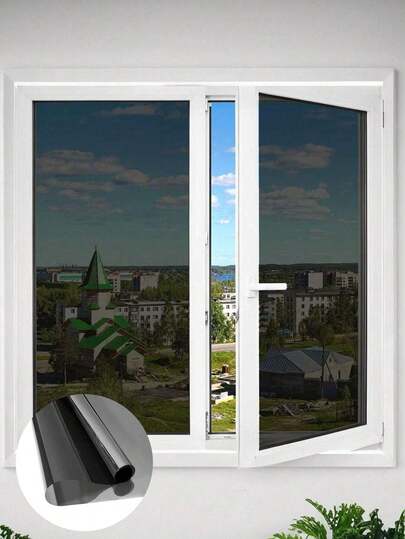 1 Rolle PET schwarze selbstklebende dekorative Folie, schützt die Privatsphäre der Familie, moderner Anti-Späh-Holografik-Fensteraufkleber für Innenräume, Zuhause, Büro, Küche, Dekoration, Aufkleber, Wandtattoo, Vinyl-Aufkleber für Heimdekoration, Frühlingsdekoration zum Auffrischen Ihres Zuhauses, Festdekoration Aufkleber Geschenke Geburtstag Abschluss