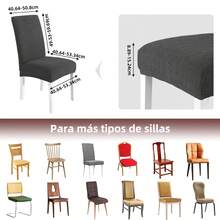 6 Pzas cubiertas de silla resistentes a salpicaduras en unicolor,Elástica Protectora De Silla Comedor Removible.cubierta moderna para silla de comedor de poliéster elástico, La cubierta de la silla es adecuada para la mayoría de las sillas, y la tela de alta elasticidad puede adaptarse a su silla muy bien y hacer que su silla se vea más fresca.  La cubierta de la silla de comedor puede transformar su vieja silla en una nueva, actualizar su decoración interior, extender la vida útil de la silla y ahorrar su dinero. Las fundas decorativas para sillas se pueden utilizar en salones, banquetes de boda, hoteles, conferencias, celebraciones, ceremonias, restaurantes, etc.todas las estaciones. - Gris oscuro - Ver 2