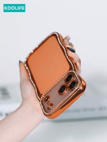 Koolife 1 件装星钻波浪形手机壳，TPU 材质，带闪光镜头膜和凸起镜头保护，防震时尚设计，兼容 17/17 Pro/17 Pro Max - 橘色 - 查看 4