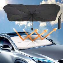Parasol para coche Parasol para parabrisas de automóvil con funda de almacenamiento de cuero, adecuado para todas las cubiertas de parasoles de automóvil - Pequeño - Ver 6