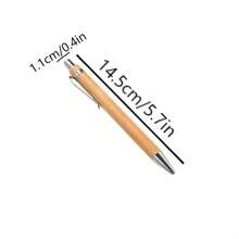 12pcs Bamboo Creative & Fashionable Pen Clips, Push-Button Bamboo & Wood Ballpoint Pens, Portable For Office & Signing - Black - View 5