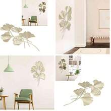 Decoracin de pared de hoja de rbol de metal, hojas de ginkgo 3D, escultura de pared colgante, arte floral de metal decorativo para el hogar, sala de estar, bao, decoracin interior y exterior - como se muestra en la figura - Ver 1