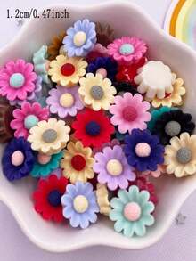 30Pcs 12mm Random Mixed Resin Carnation Flower Flatback Flower Rhinestone Gem Scrapbook Wedding Ornament Applique DIY Accessories Crafts