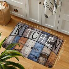 1pc Classic Dark-Colored Dirt-Resistant Versatile Wood Grain Printed Doormat, High-Rebound Memory Foam, Water-Absorbent & Anti-Slip, Suitable For Kitchen, Bathroom, Hallway, Entryway, Dining Room And Other Household Decorative Areas - Flannel Floor Mats, Living Room Rugs, Bedroom Rugs, Washable Rugs, Shag Rugs, Cozy Rugs, Soft On Feet, Home Decor Rugs, Adds Warmth, Stylish Rugs, Valentine's Day Decor, Valentines Decor - Welcome Mats, Entrance Mats, Outdoor Doormats, Absorbent Mats, Keeps Dirt Out, Front Door Mat, Cute Doormats, Easy Clean Mats, Kitchen Mats For Floor, Kitchen Rugs, Kitchen Deccor - 彩色 - 查看 5