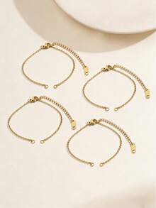 5pcs Stainless Steel Adjustable Bracelet Chain, DIY Jewelry Accessories For Bracelet Making