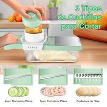 CYPNPicadora de Verduras Benanei Cortador de Verduras Multifuncional 6 en 1 con 6 Cuchillas Acero Inoxidable - Mandolina para Cocina con Contenedor Ideal para Frutas y EnsaladasFashion - 224660594 - Ver 4
