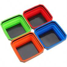 4Pack COLLAPSIBLE MAGNETIC METAL PARTS TRAYS STORAGE GARAGE DISH SCREWS BOLTS - Multicolor - View 2