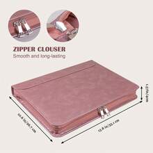 Women Portfolio, Zipper Binder Portfolio For Women, 3 Ring Binders 1 Inch, PU Leather Padfolio Folder, Business Portfolio Organizer With A4 Legal Pads, Thin PU Leather Professional Binder, Gift For Her - 玫瑰金 - 查看 2
