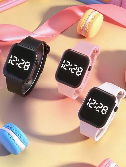 1pc Kids/Teens Cute & Fashionable LED Electronic Watch, Displays Time & Date, Suitable As Girls/Boys Back To School, Christmas, Birthday Gift Or Daily Wear, Comes With 1 Gift Box