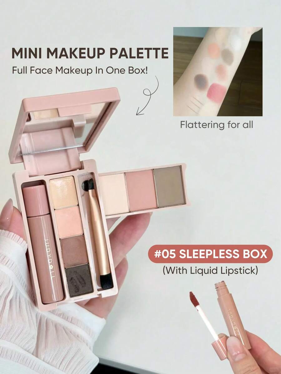 JUDYDOLL 迷你彩妆盘、紧凑型眼影盘、彩妆组合盘、睫毛膏、旅行和日常使用、哑光、荧光笔、眉粉、轮廓 - 05 Sleepless Box - 查看 1