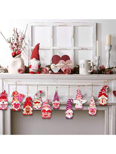 11pcs Pink Love Angel Hanging Decor Set, Romantic Proposal Decoration, Anniversary Wooden Hanging Pendant, Sweet Confession Decor, Proposal Decoration, Valentine's Day DIY Decor, Suitable For Valentine's Day, Wedding Season, Engagement, Anniversary, Outdoor Celebration, Valentine's Day Decorations, Valentine's Day Special Events