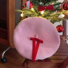 1顶草莓圣诞色针织帽 - 休闲时尚可爱风格，草莓圣诞铃铛设计。新款可爱甜美实用粉色针织帽，适合秋冬季节。帽子；女帽；针织帽；女士针织帽；圣诞帽 - 彩色 - 查看 4