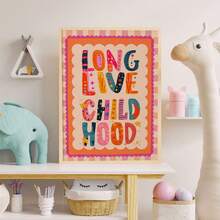 Quadro em tela estilo boêmio (1 peça) - Memórias da infância para sempre, pôster para quarto infantil, arte de parede colorida para quarto de menina, decoração para berçário, arte de parede emoldurada para quarto infantil, adequado para quarto infantil, berçário, creche, quarto de menino, quarto de menina, Dia dos Namorados - Multicolorido - Ver 11