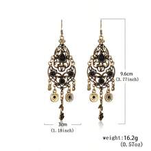 Vintage Exquisite Rhinestone Gourd Flower Tassel Ear Hooks, Lightweight Luxury High-End Niche Earrings For Women - Retro French Style - View 9