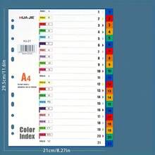 60pcs A4 Colorful Plastic Index Sheets 10/12/21/31 Pages Labeling Paper Binder Separators, Easy To Locate – Essential For Student & Office Organization - Multicolor - View 9
