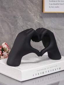 Resin Heart Gesture Home Decor Ornament, Room Decor, Bedroom Decor - Black - View 7