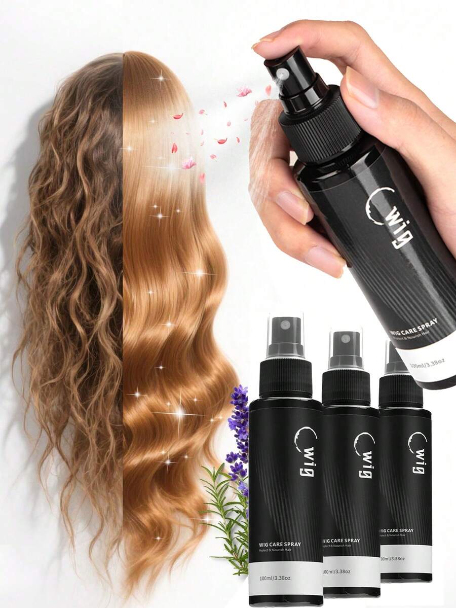 Professional Wig & Real Hair Care Set - Easily Detangles, Smoothens Frizz, Repairs Damaged Wigs, Leaving Them Soft And Silky. The Set Includes A No-Rinse Hair Spray And A Dual-Purpose Wide-Tooth Comb. The Lightweight, Non-Greasy Formula Enhances Shine And Silkiness, Extending The Lifespan Of Synthetic Fiber And Human Hair Wigs. Suitable For Daily Wear, Cosplay, Parties, Salon Styling, Hair Care, Travel, And Long-Term Wig Maintenance. - 100ml - 查看 1