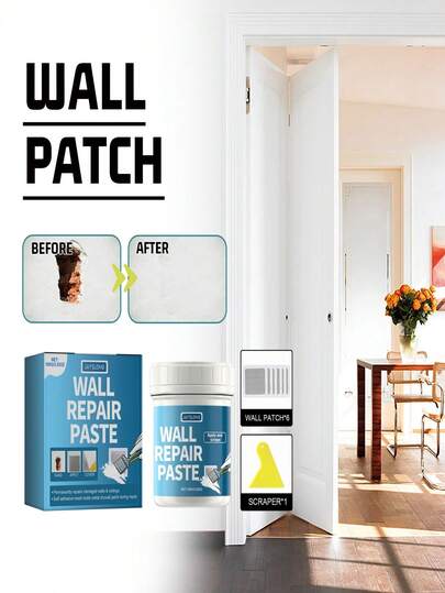 JAYSUING Masilla para rellenar agujeros en la pared - Previene grietas, durable y de larga duración - Repara fácilmente agujeros, grietas, abolladuras y otros daños en la pared de yeso - Ingredientes suaves - Crea un acabado de pared perfecto - Masilla para pared, compuesto de reparación de pared de yeso