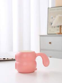 1pc Ceramic Latte Coffee Cup, High-Quality Cute Couple Water Mug, Rabbit Ear Design, Milk Malt Breakfast Cup, Creative 320ml Office Mug, Rustic Ceramic Cup - Multicolor - View 11