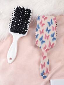 1pc Butterfly Series Cushion Hair Brush, Featuring Delicate Butterfly, Flower, And Daisy Patterns In Chic Artistic Style, Made Of Durable PC+TPU Material For Straight Hair Styling - Multicolor - View 13