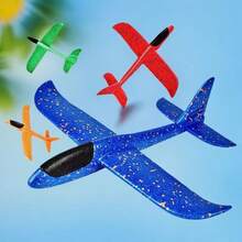 1个巨型泡沫滑翔机玩具 - 红蓝旋转投掷飞行游戏，沙滩、公园、后院户外飞行玩具，无需电池，复活节、圣诞节、万圣节生日礼物，星云设计，玩具 - 彩色 - 查看 5